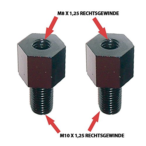 Motorrad Spiegeladapter Rechtsgewinde, M8 auf M10 x 1, 25, schwarz, Paar/Paar Motorrad Spiegeladapter Rechtsgewinde, M8 auf M10 x 1, 25, schwarz, Paar/Paar von PROGRESS LINE