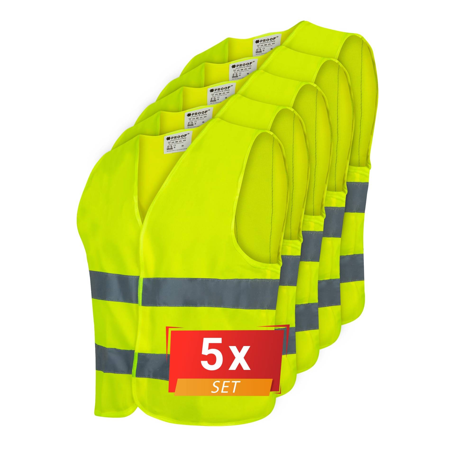 PROOF COMFORT & SAFETY Warnweste Auto Reflektorweste Leuchtweste Fahrrad Fahrradweste Reflektierend Sicherheitsweste Reflektierende Weste Unfallweste Pannenhilfe 5 Stück Leuchtend Gelb L PROOF COMFORT & SAFETY Warnweste Auto Reflektorweste Leuchtweste Fahrrad Fahrradweste Reflektierend Sicherheitsweste Reflektierende Weste Unfallweste Pannenhilfe 5 Stück Leuchtend Gelb L von PROOF comfort&safety