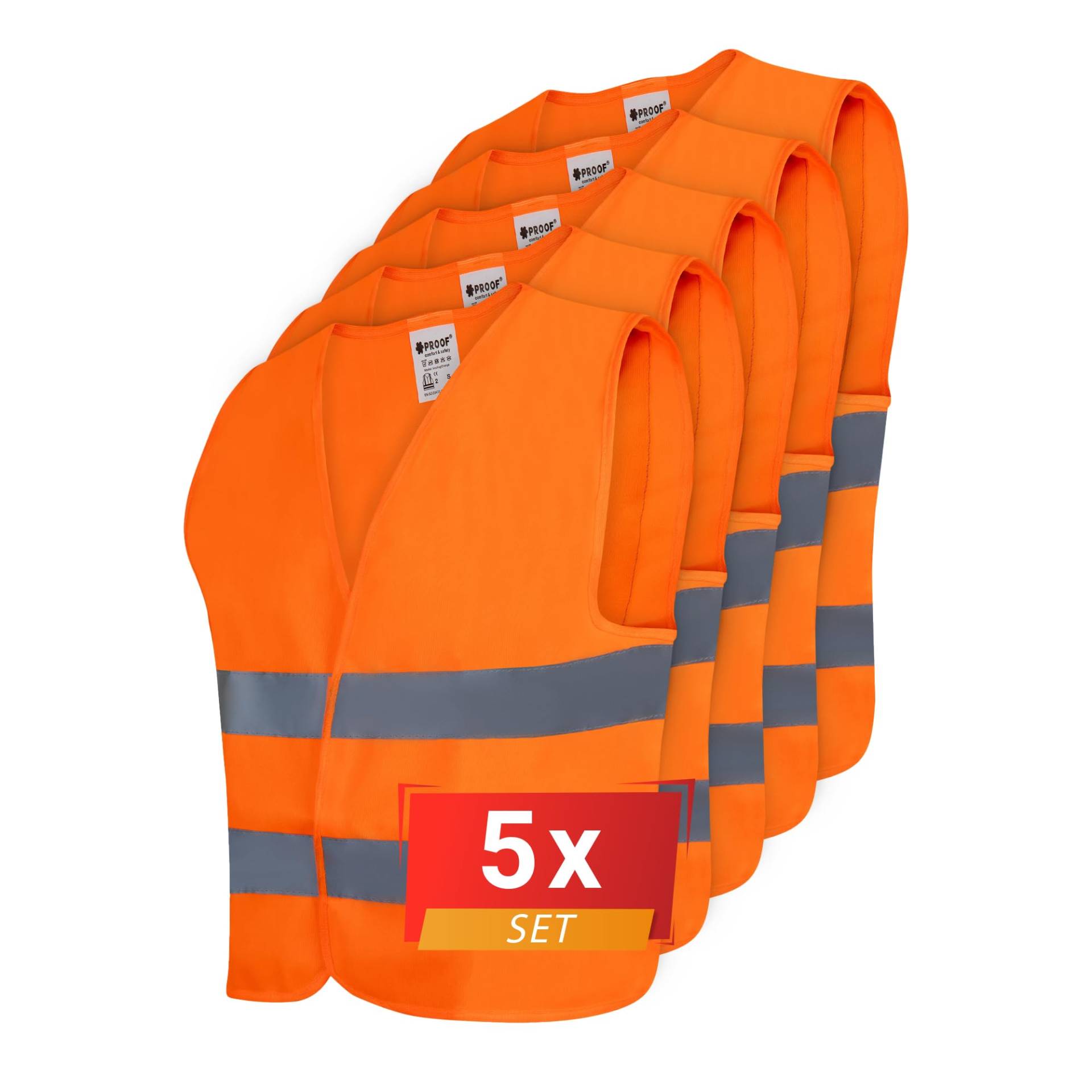 PROOF COMFORT & SAFETY Warnweste Auto Reflektorweste Leuchtweste Fahrrad Fahrradweste Reflektierend Sicherheitsweste Reflektierende Weste Unfallweste Pannenhilfe 5 Stück Leuchtend Orange M PROOF COMFORT & SAFETY Warnweste Auto Reflektorweste Leuchtweste Fahrrad Fahrradweste Reflektierend Sicherheitsweste Reflektierende Weste Unfallweste Pannenhilfe 5 Stück Leuchtend Orange M von PROOF comfort&safety