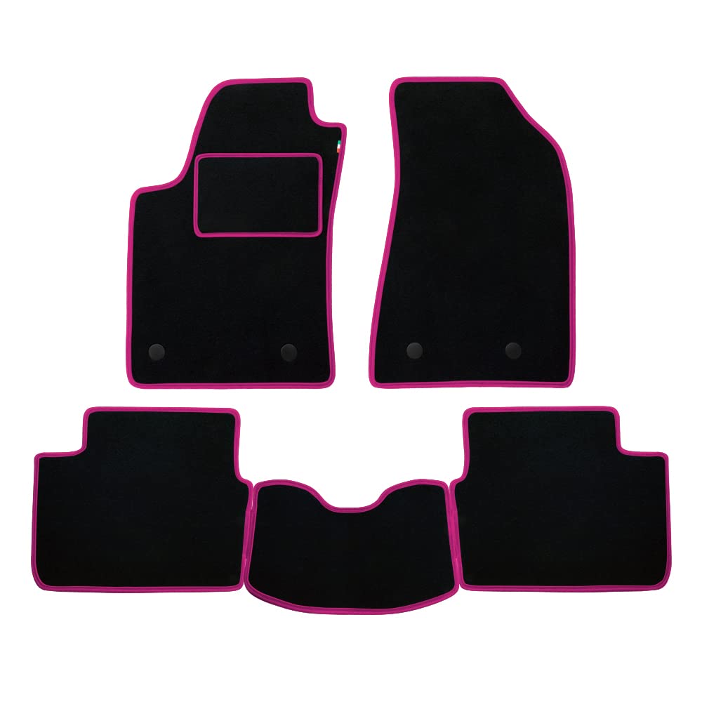 Fußmatten Set für FIAT Bravo c/Baujahr 2007 bis 2015 aus hochwertigem Teppich, hergestellt in Italien, schwarz, c/Fuchsia von PROPOSTEONLINE