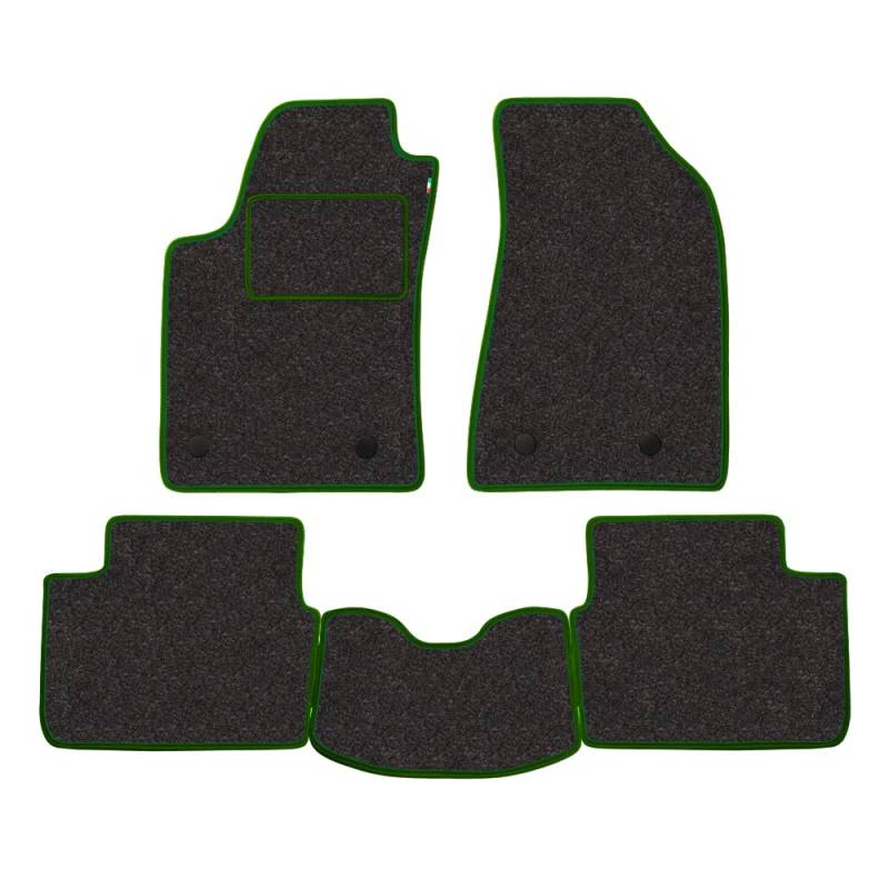 Fußmatten Set für SEAT Alhambra Stella 5-Sitzer Jahr 1996 bis 2010 in Teppich Made in Italy Grau Rand Grün von PROPOSTEONLINE