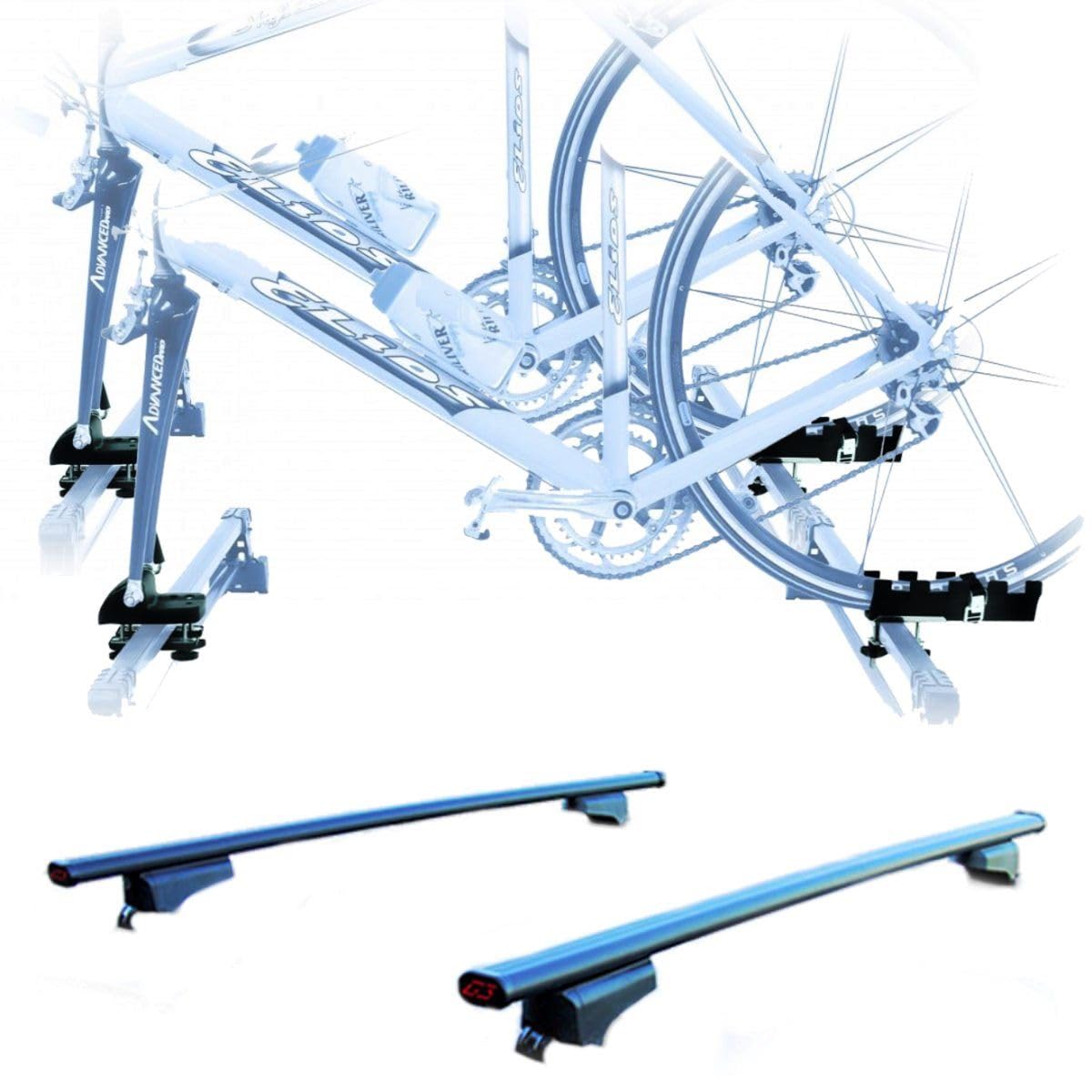 Set mit 2 Fahrradträgern + Dachträgern, hergestellt für VW Passat Variant, Universal-Gabelbefestigung 127 cm + Montagesatz für einfache Montage Set mit 2 Fahrradträgern + Dachträgern, hergestellt für VW Passat Variant, Universal-Gabelbefestigung 127 cm + Montagesatz für einfache Montage von PROPOSTEONLINE