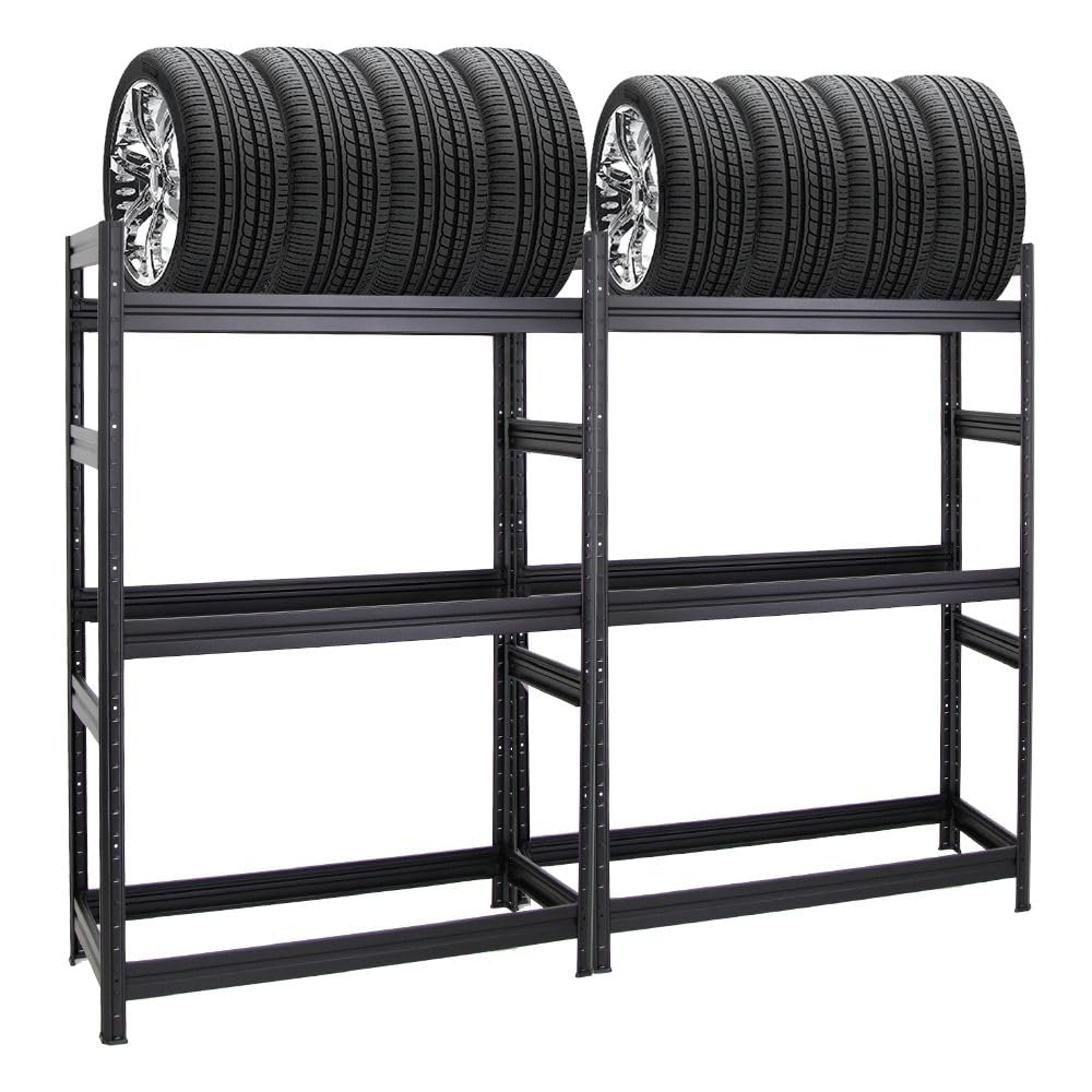 PROREGAL Mega Deal | 2X Reifenregal Dino | HxBxT 180x120x50 cm | Fachlast 150kg | bis zu 24 Reifen | Schwarz PROREGAL Mega Deal | 2X Reifenregal Dino | HxBxT 180x120x50 cm | Fachlast 150kg | bis zu 24 Reifen | Schwarz von PROREGAL