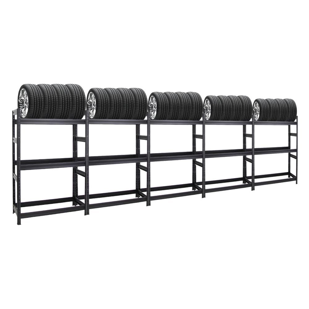 PROREGAL Mega Deal | 5X Reifenregal Dino | HxBxT 180x120x50 cm | Fachlast 150kg | bis zu 60 Reifen | Schwarz PROREGAL Mega Deal | 5X Reifenregal Dino | HxBxT 180x120x50 cm | Fachlast 150kg | bis zu 60 Reifen | Schwarz von PROREGAL
