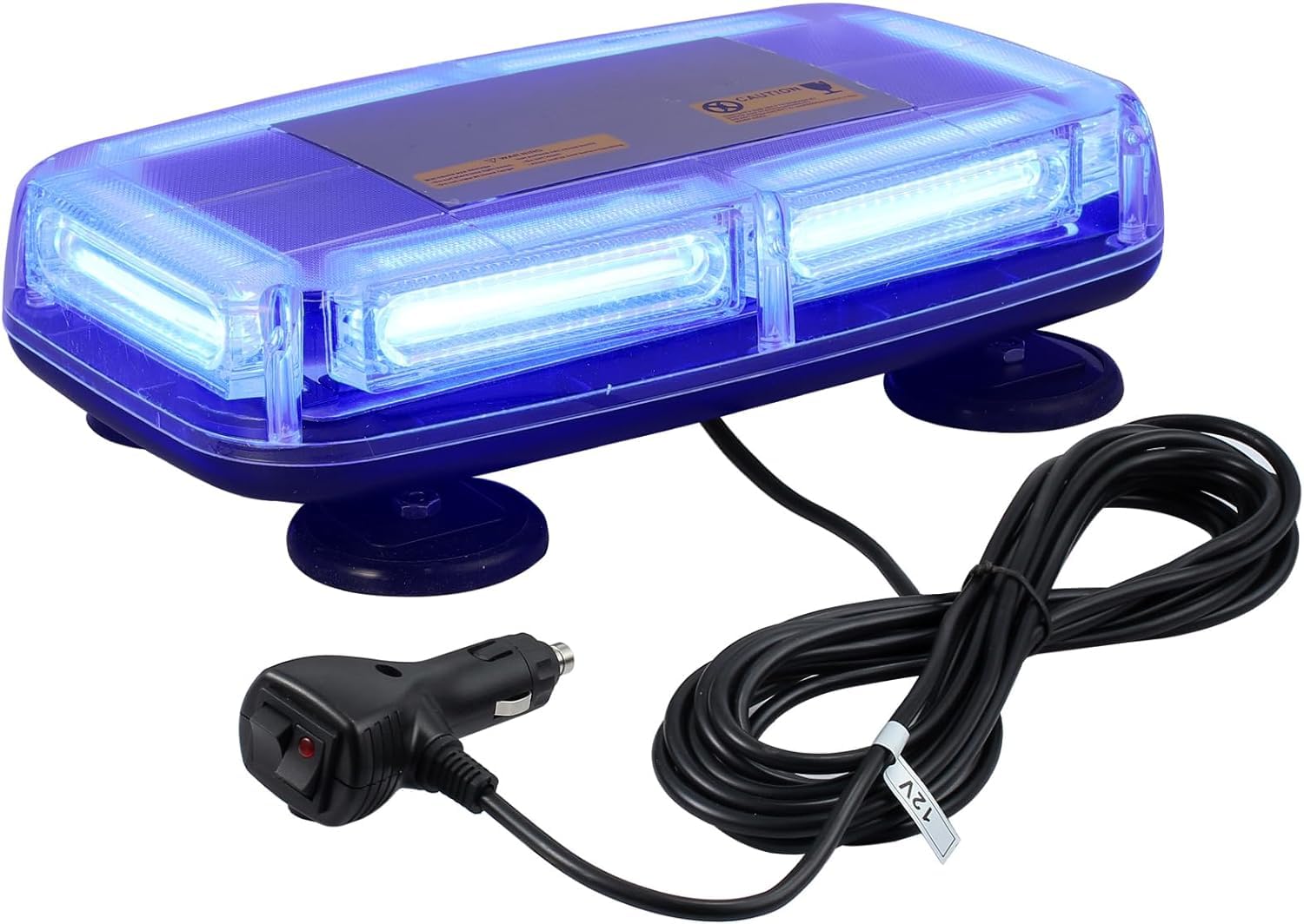 PROZOR 6-COB LED Notfall Warnblitzlicht E-Marked, IP67 Wasserdicht 7 Modi 12V/24V 60W Warnleuchte mit 4 Magnetfuß, mit Doppelschalter und 5M Netzkabel Notbeleuchtung Licht für Auto LKW (Blau) von PROZOR