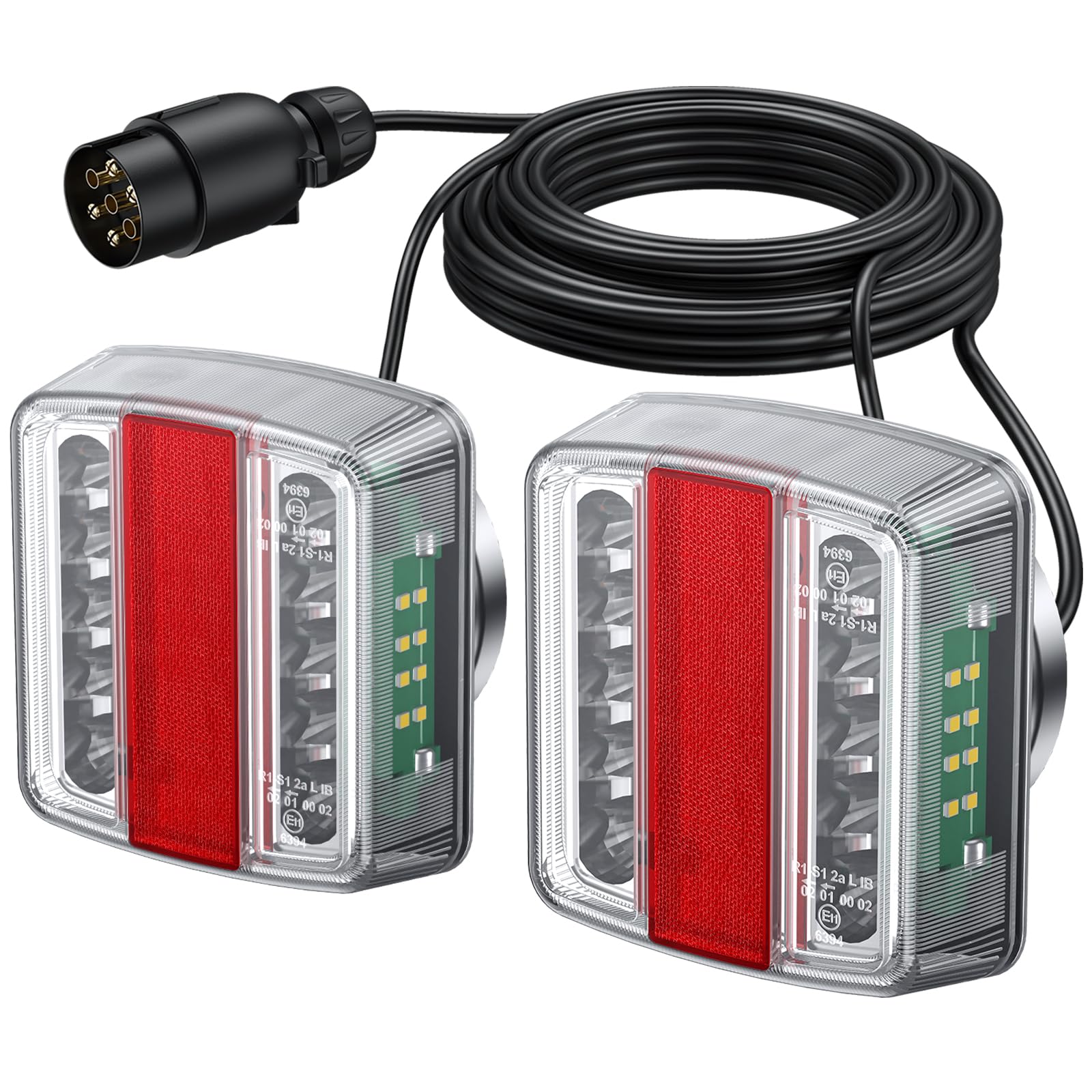 PROZOR LED Rückleuchte Set 12V Anhänger Beleuchtung 18 LEDs Verkabelt Rücklicht Set mit Magnet 7,5m Kabel 7 Polig Anhängerbeleuchtung Rückleuchte IP65 Wasserdicht E11 ECE PROZOR LED Rückleuchte Set 12V Anhänger Beleuchtung 18 LEDs Verkabelt Rücklicht Set mit Magnet 7,5m Kabel 7 Polig Anhängerbeleuchtung Rückleuchte IP65 Wasserdicht E11 ECE von PROZOR