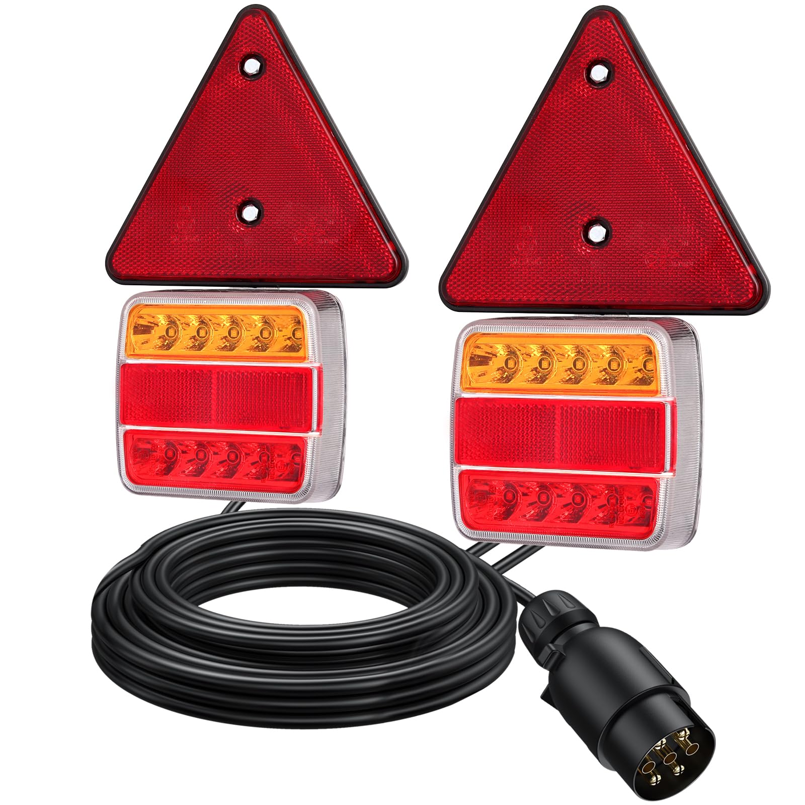 PROZOR LED Rücklicht Set 12V Verkabelt Anhänger Beleuchtung 7 Polig 7,5m Kabel Magnet E11 ECE Prüfzeichen, Integrierte Rückleuchte Anhängerbeleuchtung mit Reflektor PROZOR LED Rücklicht Set 12V Verkabelt Anhänger Beleuchtung 7 Polig 7,5m Kabel Magnet E11 ECE Prüfzeichen, Integrierte Rückleuchte Anhängerbeleuchtung mit Reflektor von PROZOR