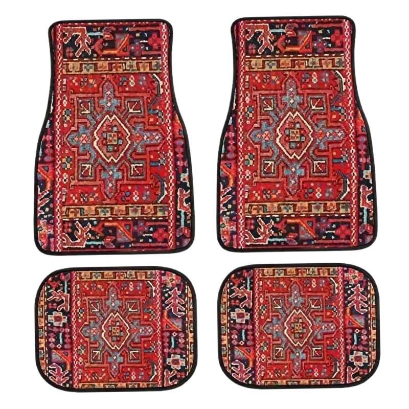 4pcs Auto-Bodenmatten, Böhmian-Automatten Volles Set mit vorderen hinteren Teppichmatten, Nicht rutschende dekorative Automobilboden Universal Fit für SUV Truck Van von PSFDEWT