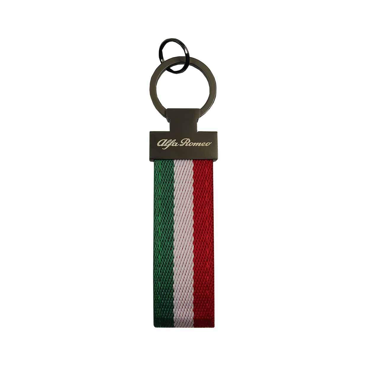 PSL Schlüsselanhänger mit italienischer Flagge, für Alfa Autos, Giulia Spider 4c, Giulietta Stelvio Tonale, Leder und Nylon von PSL