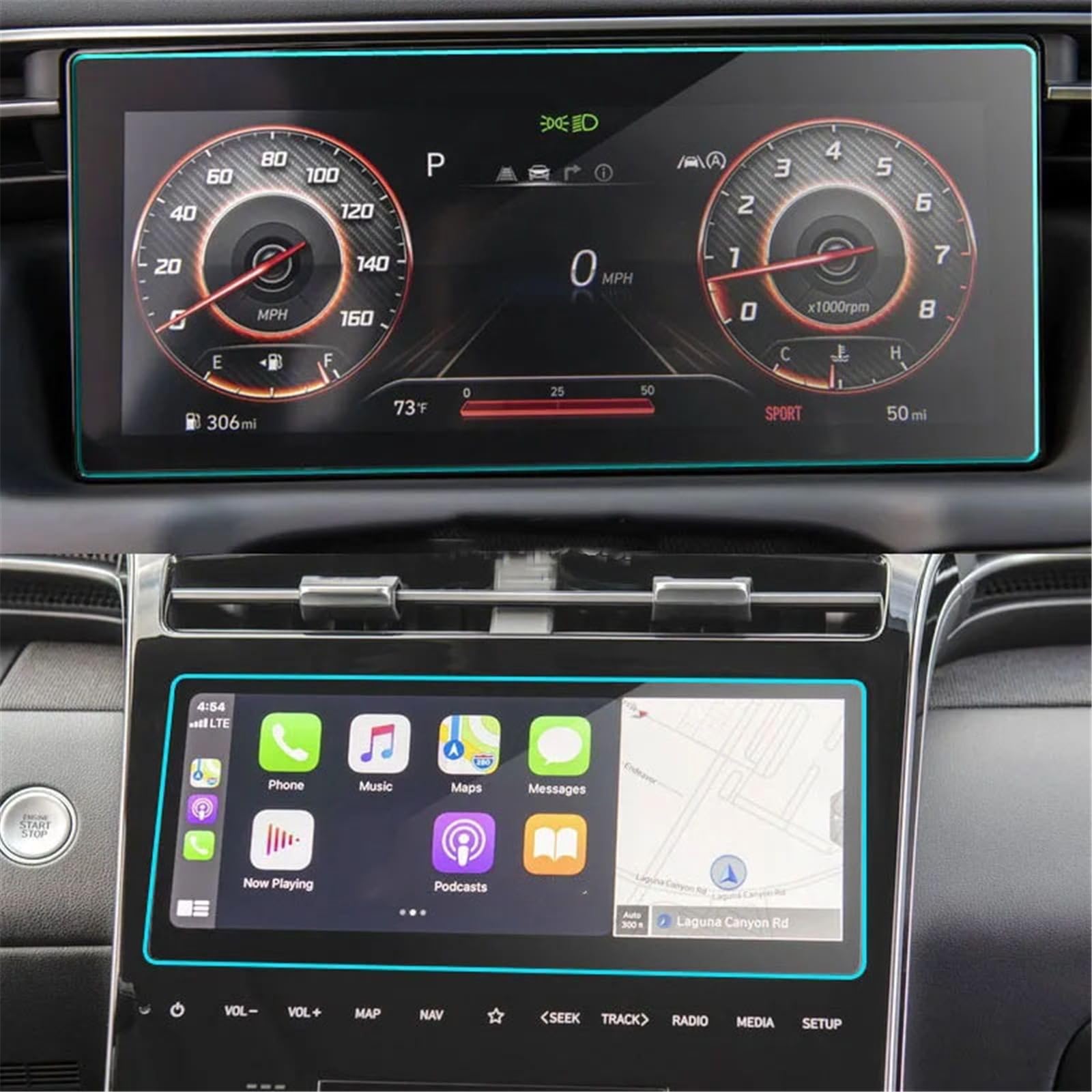 PSRRGZTM Kompatibel Mit Hyundai Für Tucson 2021 Armaturenbrett-LCD-Bildschirmschutzfolie Aufkleberschutz Auto GPS-Navigation Gehärtetes Glas Bildschirmschutz(GPS and Instrument) von PSRRGZTM