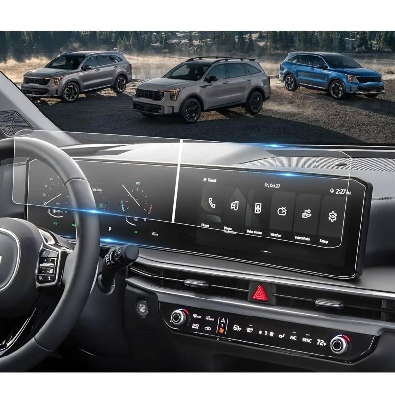 PSRRGZTM Kompatibel Mit KIA Für Sorento 2024, 12,3 Zoll, Autoradio, GPS-Navigation, Innenausstattung, 2 Stück Displayschutzfolie Aus Gehärtetem Glas Bildschirmschutz von PSRRGZTM
