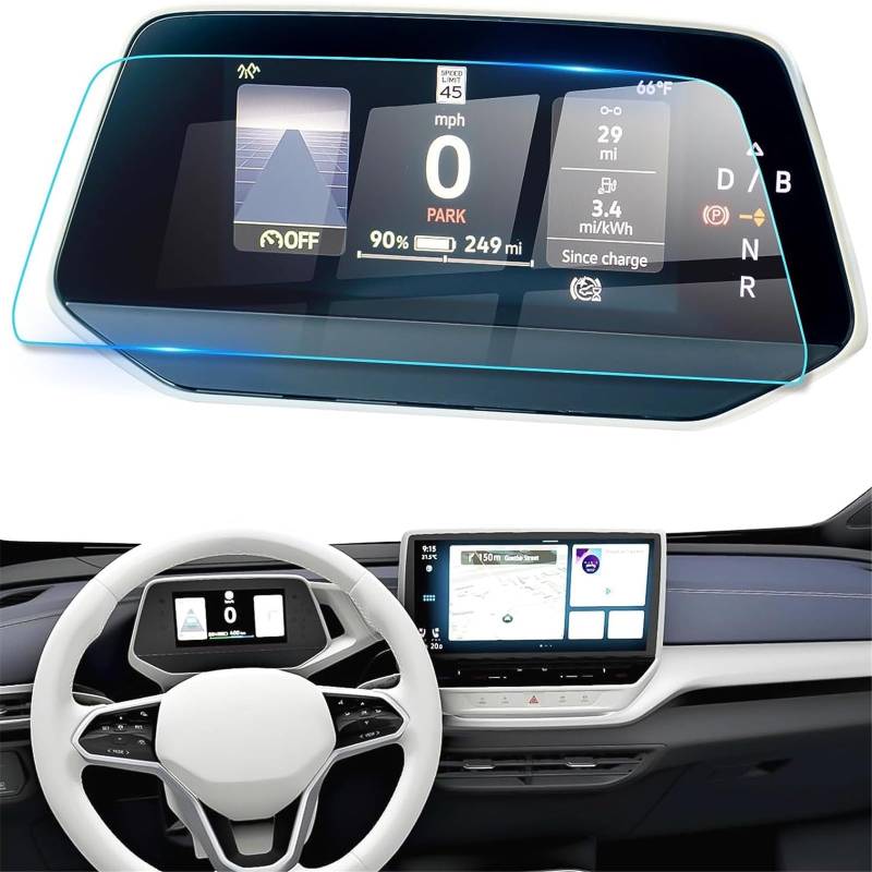 PSRRGZTM Kompatibel Mit VW Für ID4 Für ID3 2021 2022 2023 Auto-LCD-GPS-Navigation Gehärtetes Glas Und Armaturenbrett-Bildschirmschutzfolie Bildschirmschutz(Dashboard and GPS) von PSRRGZTM