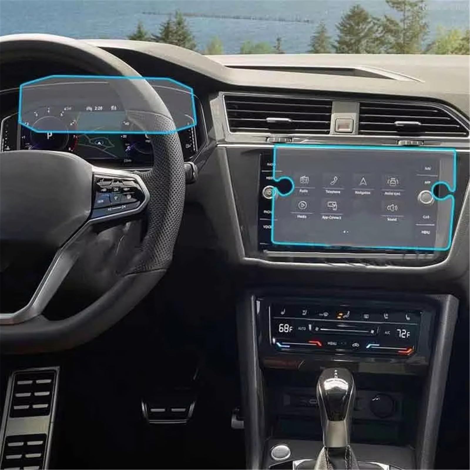 PSRRGZTM Kompatibel Mit VW Für Tiguan 2021 2022 Auto-Navigations-Armaturenbrett, Gehärtetes Glas, LCD-Bildschirm, Schutzfolie, Innenzubehör, Aufkleber Bildschirmschutz(1 Set) von PSRRGZTM