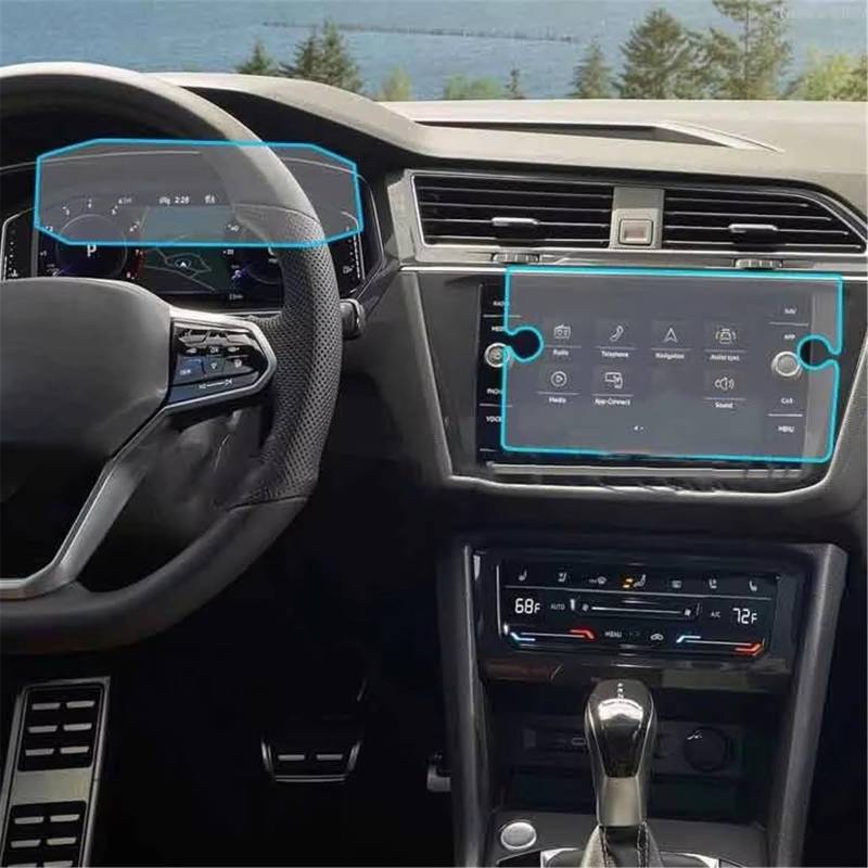 PSRRGZTM Kompatibel Mit VW Für Tiguan 2021 2022 Auto-Navigations-Armaturenbrett, Gehärtetes Glas, LCD-Bildschirm, Schutzfolie, Innenzubehör, Aufkleber Bildschirmschutz(1 Set) von PSRRGZTM