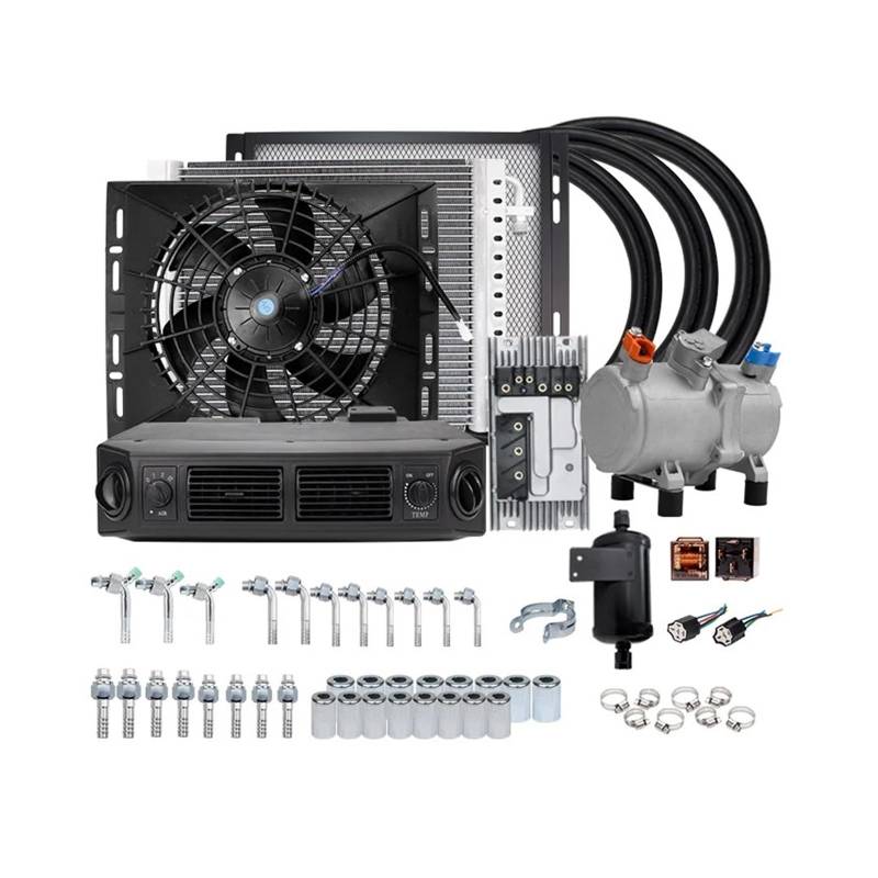 Universal-Automobil-Klimakompressor, elektrisch, 12 V, 24 V, kompatibel mit Auto, Van, Street Rod, Hot Classic A/C-Conditioner(Single Cool 12V) von PSUYFF