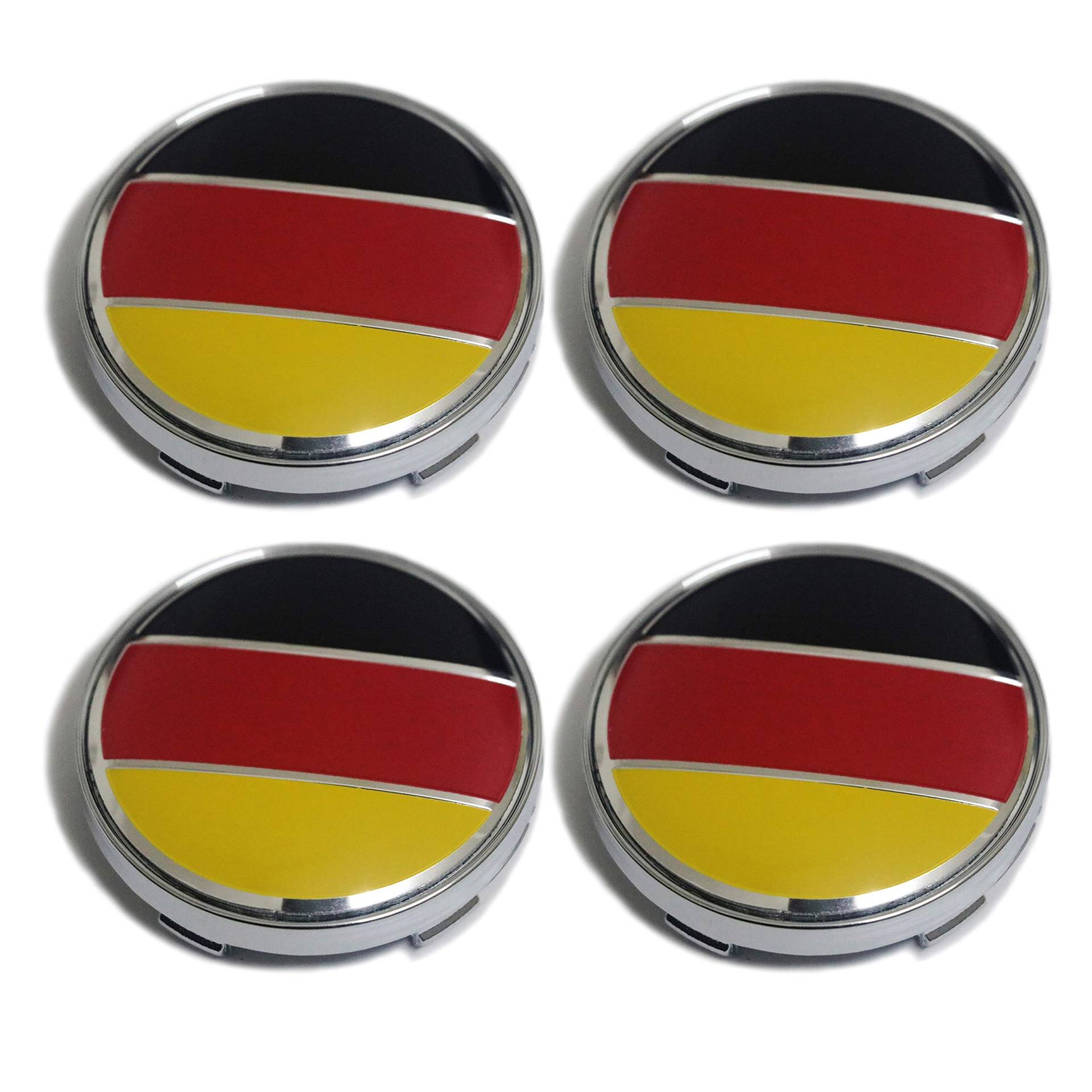 1 Satz / 4 Stücke PTDecals 60mm Silber Radmitte Radkappen Felge mit Deutschland DE Flagge 3 Farbe Emblem Aufkleber für Fahrzeug Auto Autoplanen von PTDecals