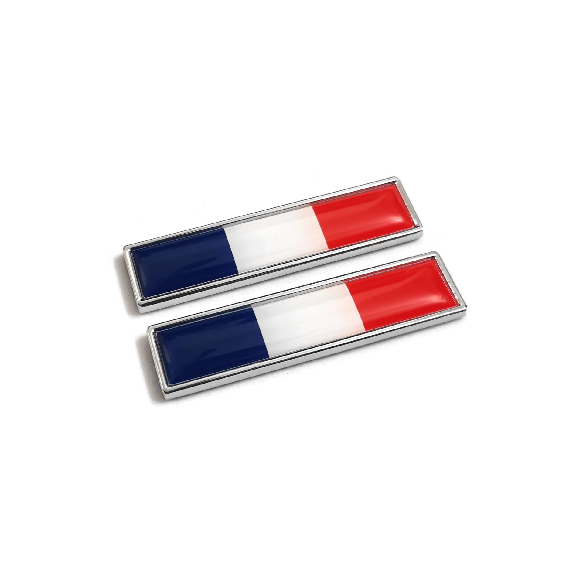 PTDecals 2 Stück Frankreich Flagge Metall Auto Schilder Aufkleber 3D Emblem National FR Tricolor Flagge Abzeichen Grafik Aufkleber für Universal Auto Motorrad Fender Röcke Stamm Seiten, 58mm * 14mm von PTDecals