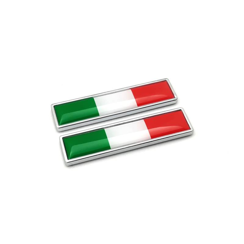 PTDecals Satz von 2 Stück Italien Flagge Metall Auto Schilder Aufkleber 3D Emblem National IT Tricolor Flagge Abzeichen Grafik Aufkleber für Universal Auto Motorrad Fender Röcke Stamm Seiten 58mm*14mm von PTDecals