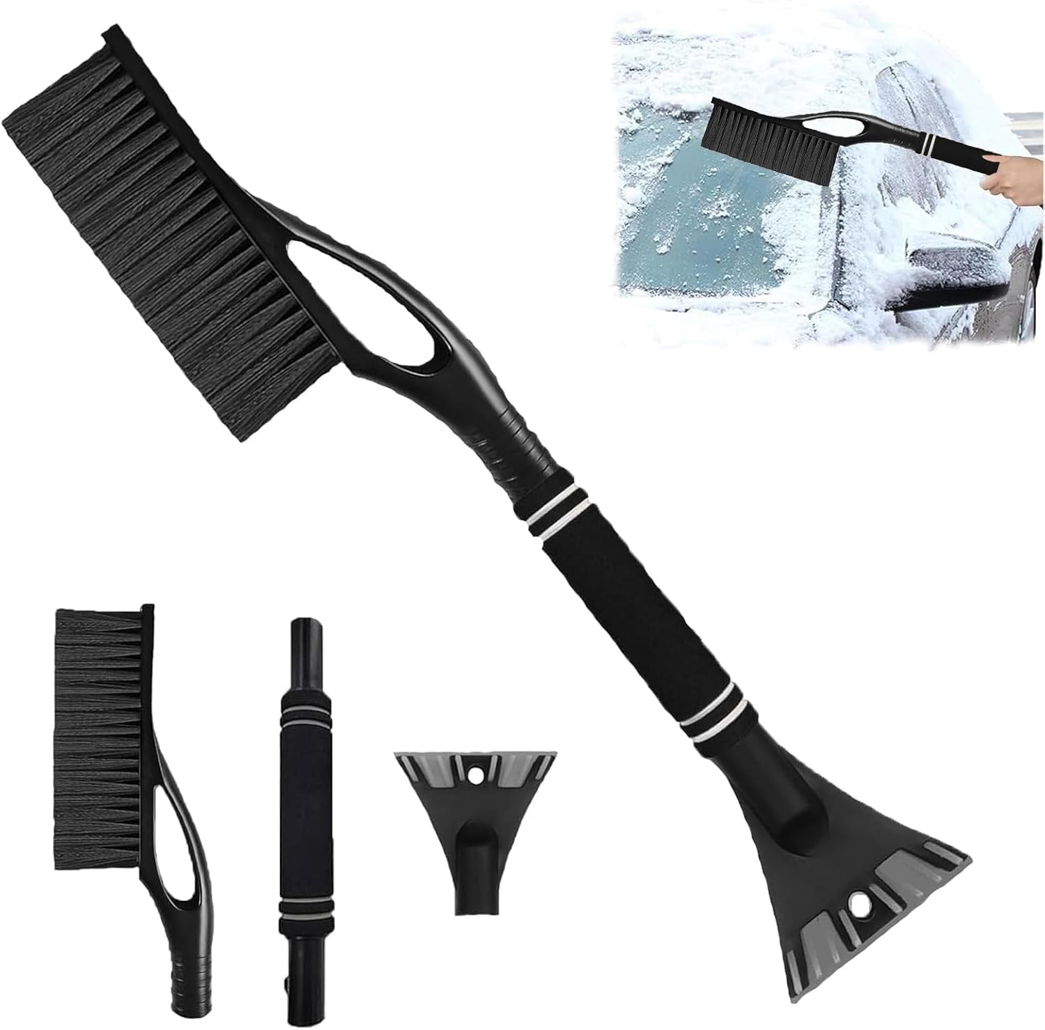 2 in 1 - Eiskratzer Auto mit Besen,Auto Eiskratzer,mit Ergonomischem Abnehmbarer Eisschaber,Auto Schneebesen,für PKW, LKW und SUV (A) von PTBWS