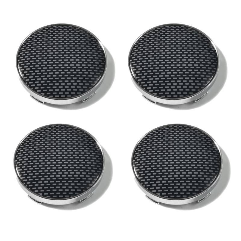 PTDecals 4X 60mm Nabendeckel Radnabenkappen Felgen mit Kohlefaser-Muster Raster-Aufkleber Aufkleber für Fahrzeug Auto Universal Radnabenabdeckung Abdeckungen (Silber SCHWARZ) von PTDecals