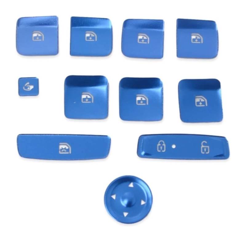 Auto Fensterheberschalter Für Hyundai Für Tucson NX4 2021-2024 Autotür Armlehne Fensterheber Schalter Knopfabdeckung Verkleidung Innenzubehör Auto Innenraum Aufkleber(Steel Blue) von PTGZGFNPAM