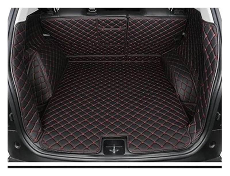 Laderaumwanne Für C4 Für Picasso 5-Sitze 2014-2018 Auto Leder Kofferraummatte Cargo-Liner Boot Teppich Pad(Red line A,Set) von PTGZGFNPAM