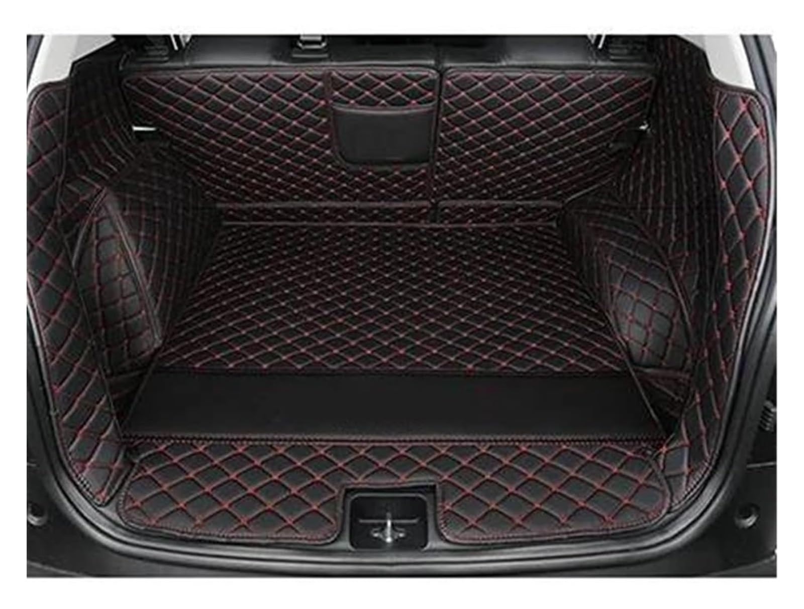 Laderaumwanne Für C4 Für Picasso 5-Sitze 2014-2018 Auto Leder Kofferraummatte Cargo-Liner Boot Teppich Pad(Red line B,Set) von PTGZGFNPAM