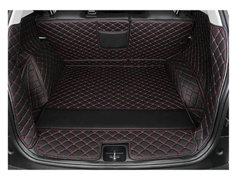 Laderaumwanne Für C4 Für Picasso 5-Sitze 2014-2018 Auto Leder Kofferraummatte Cargo-Liner Boot Teppich Pad(Red line B,Set) von PTGZGFNPAM