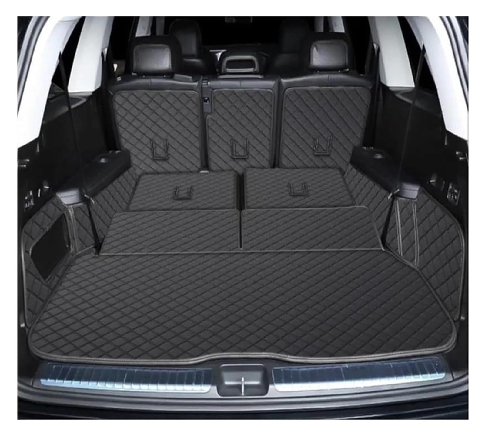 Laderaumwanne Für Mercedes Für B&ENZ GLS 400d 2020-2024 X167 6/7 Sitze Custom Car Kofferraummatten Auto Boot Teppiche Cargo-Liner(Black Black,6 Seats) von PTGZGFNPAM