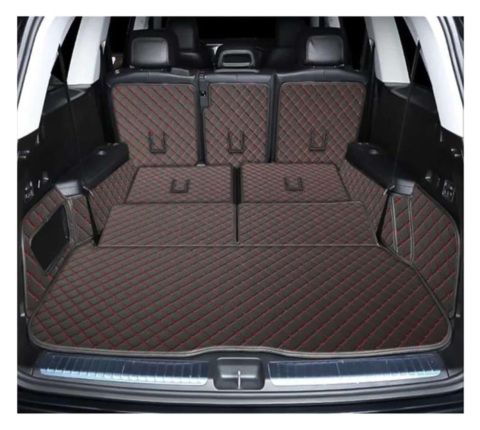 Laderaumwanne Für Mercedes Für B&ENZ GLS 400d 2020-2024 X167 6/7 Sitze Custom Car Kofferraummatten Auto Boot Teppiche Cargo-Liner(Black red,7 Seats) von PTGZGFNPAM