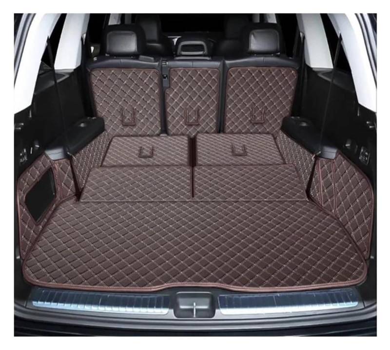 Laderaumwanne Für Mercedes Für B&ENZ GLS 400d 2020-2024 X167 6/7 Sitze Custom Car Kofferraummatten Auto Boot Teppiche Cargo-Liner(Coffee,6 Seats) von PTGZGFNPAM