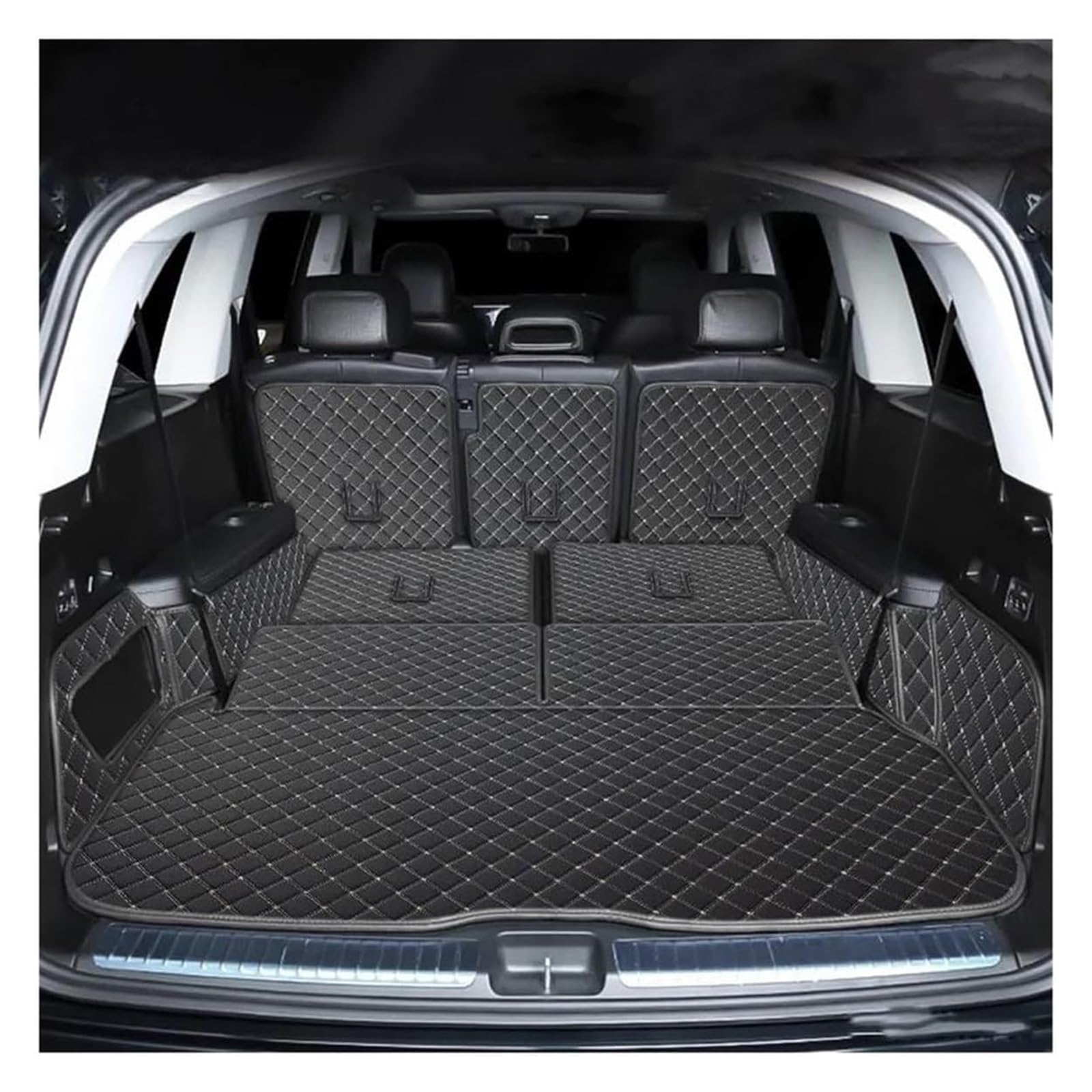 Laderaumwanne Für Mercedes Für B&ENZ GLS 400d 2020-2024 X167 6/7 Sitze Hinten Kofferraum Matte Auto Kofferraum Matten Auto Boot Teppiche Cargo-Liner(Black beige,6 Seats) von PTGZGFNPAM