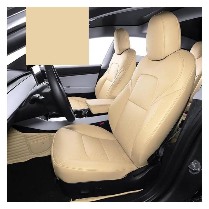 Laderaumwanne Für Modell 3 Y Sitzbezug Leder OEM Design Vollständiger Surround Auto Modifiziertes Innenraumzubehör(Beige) von PTGZGFNPAM