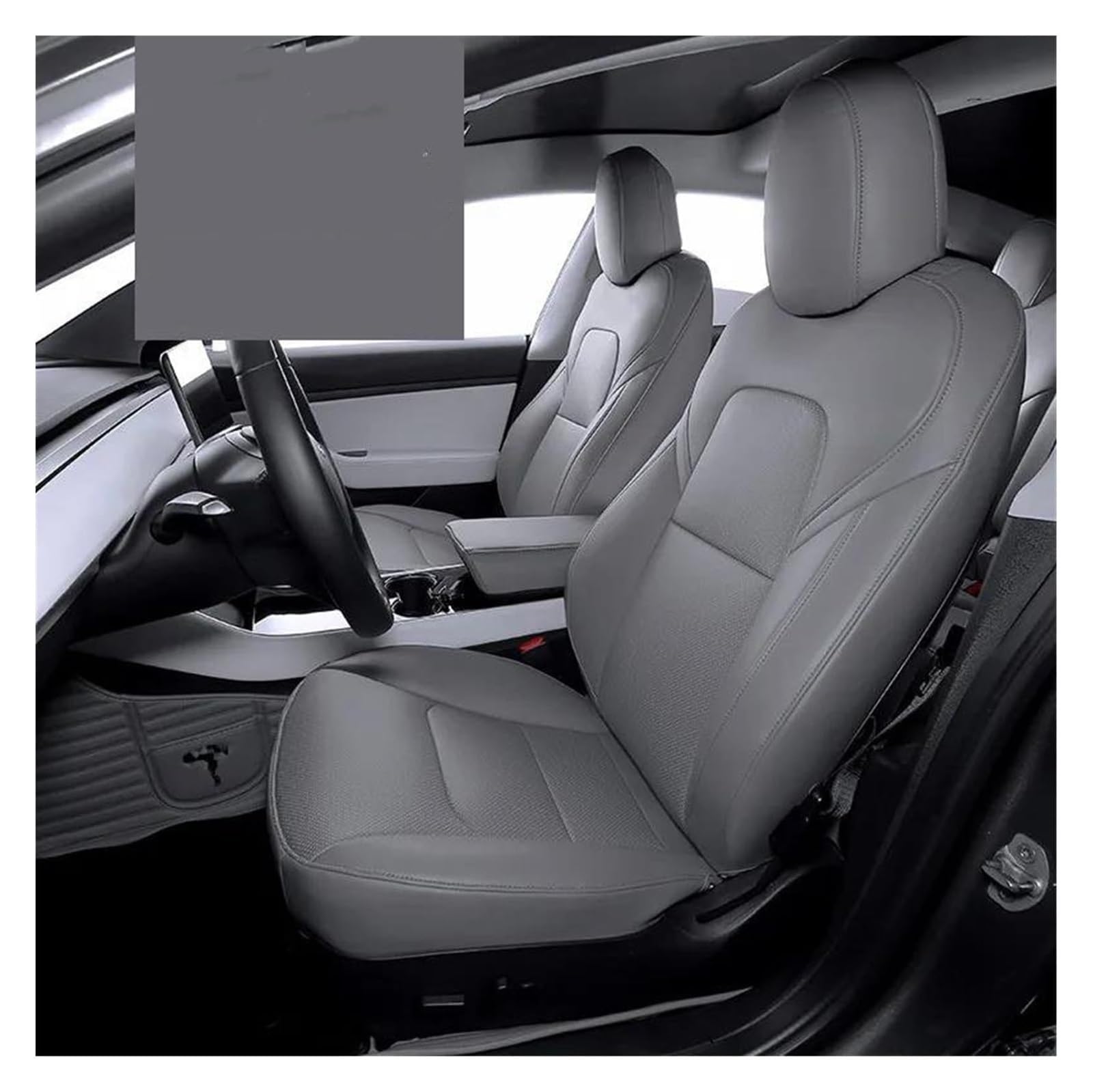 Laderaumwanne Für Modell 3 Y Sitzbezug Leder OEM Design Vollständiger Surround Auto Modifiziertes Innenraumzubehör(Grey) von PTGZGFNPAM