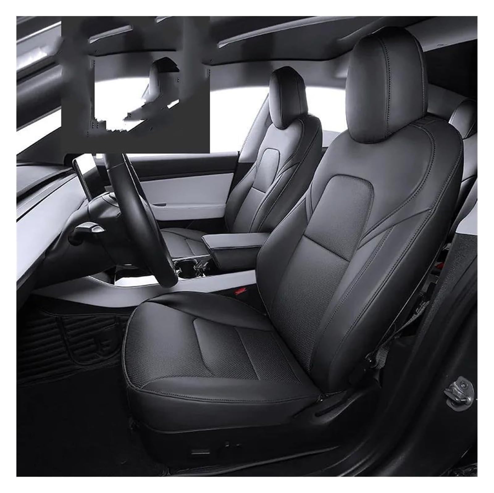Laderaumwanne Für Modell 3 Y Sitzbezug Leder OEM Design Vollständiger Surround Auto Modifiziertes Innenraumzubehör(Schwarz) von PTGZGFNPAM