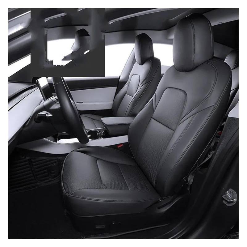 Laderaumwanne Für Modell 3 Y Sitzbezug Leder OEM Design Vollständiger Surround Auto Modifiziertes Innenraumzubehör(Schwarz) von PTGZGFNPAM
