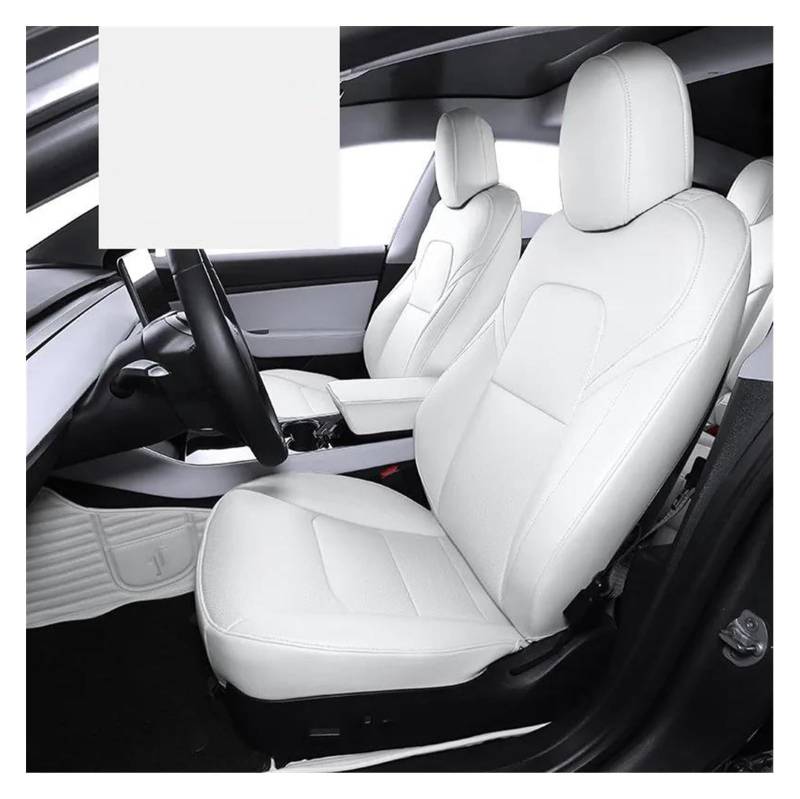 Laderaumwanne Für Modell 3 Y Sitzbezug Leder OEM Design Vollständiger Surround Auto Modifiziertes Innenraumzubehör(Weiß) von PTGZGFNPAM