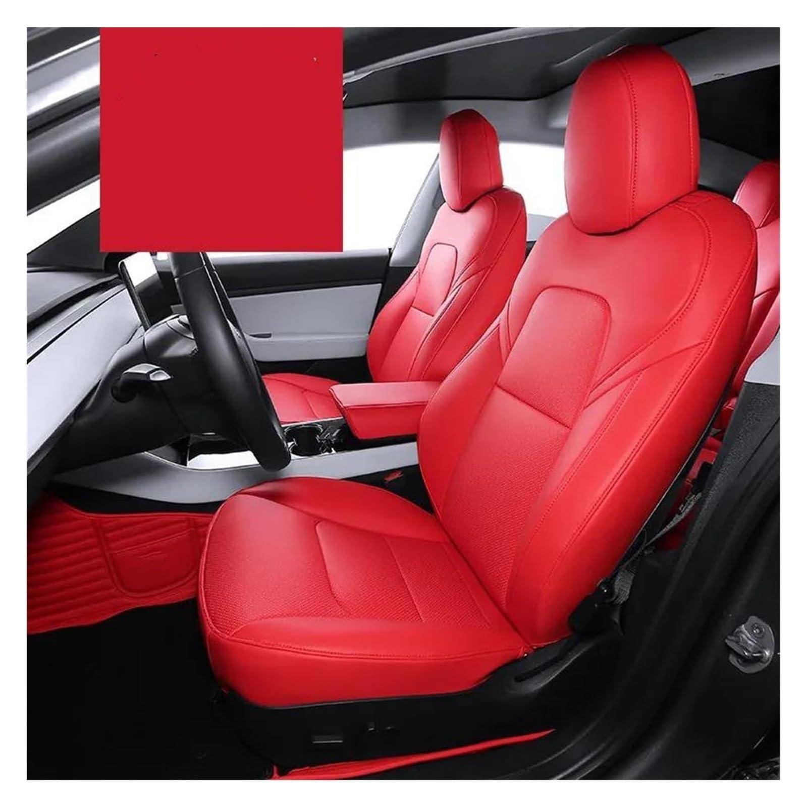 Laderaumwanne Für Modell 3 Y Sitzbezug Leder OEM Design Vollständiger Surround Auto Modifiziertes Innenraumzubehör(rot) von PTGZGFNPAM