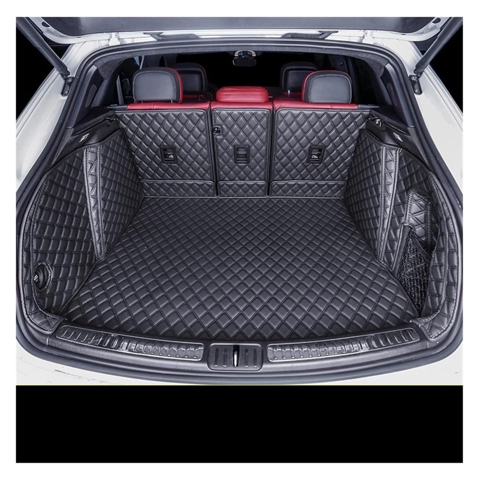 Laderaumwanne Für P&orsche Für Macan 2014-2022 Auto-Kofferraummatten Kofferraummatten Auto Leder Accesorios(Schwarz) von PTGZGFNPAM
