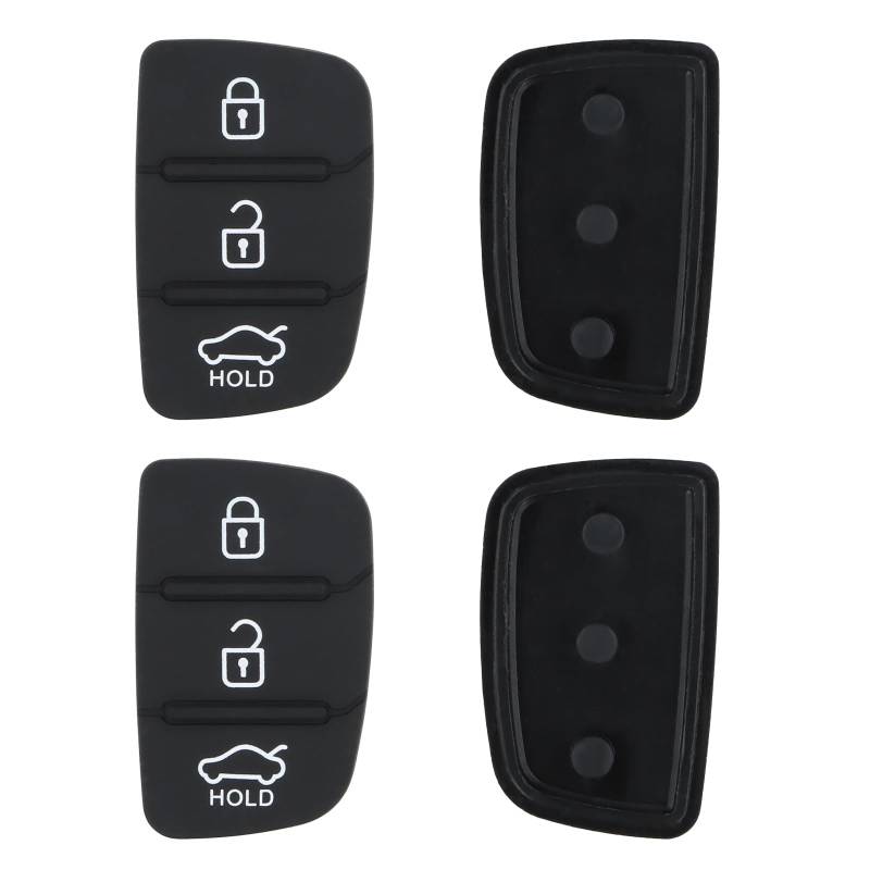 4 Pcs Auto Tastenfeld Gummi, 3 Tasten Tastenfeld Schlüssel Ersatz, Ersatztastenfeld Autoschlüssel, Fernbedienung Auto Pad Schwarz, Gummiknopf Schlüsselgehäuse Ersatztasten für i30 i40 ix30 ix25 ix35 von PTJJXA