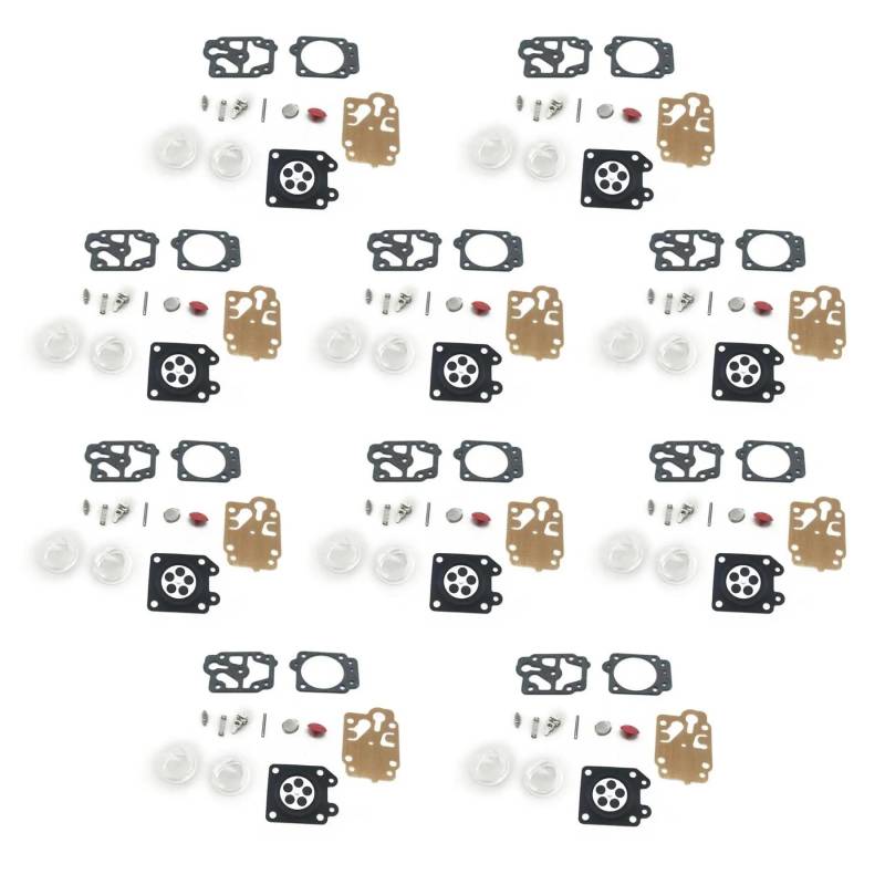 10 Sets Vergaser-Reparatursatz, kompatibel mit Trimmer CG260 CG330 CG430 CG520 GX35 40-5 44-5 43CC 52CC von PTKPLGMFVF