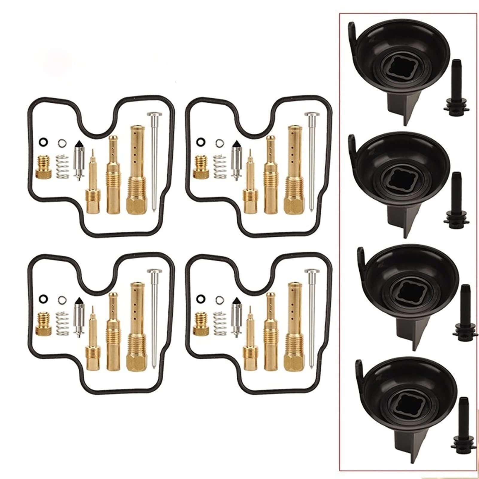 4 Sets Motorrad-Vergaser-Reparatur-Set, Reparatur-Set, Ersatzteile, Kolben-Membran-Werkzeug für CB400 CB 400 1992–1998 (4 Sets und Kolben) von PTKPLGMFVF