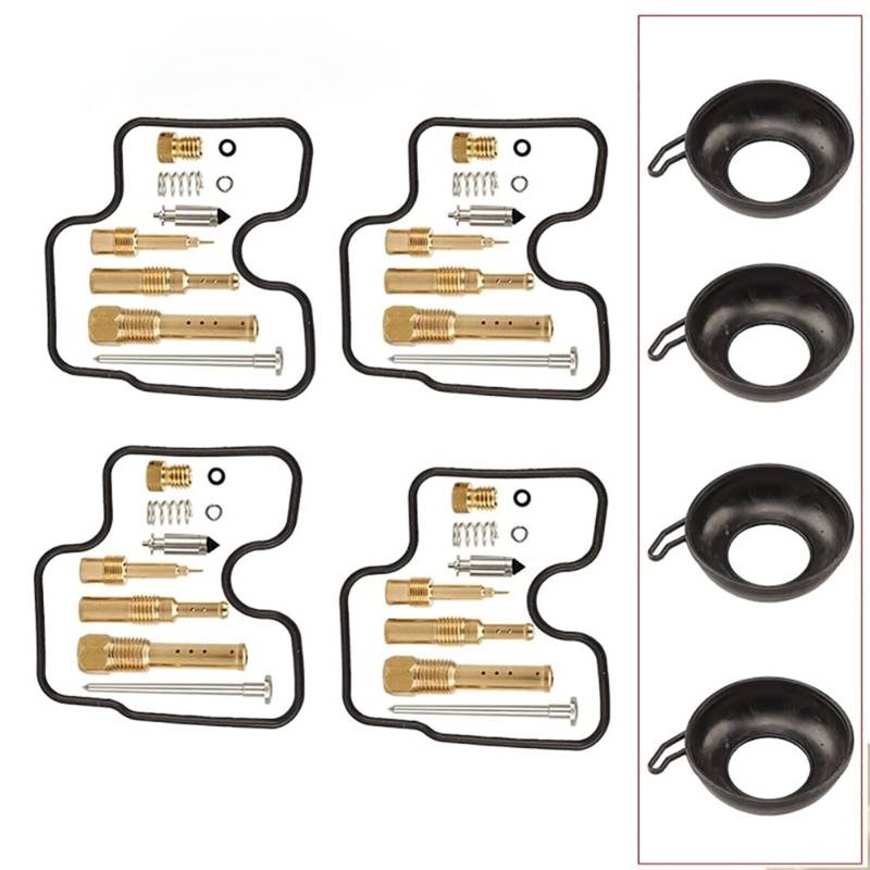 4 Sets Motorrad-Vergaser-Reparatur-Set, Reparatur-Set, Ersatzteile, Kolben-Membran-Werkzeug für CB400 CB 400 1992–1998 (4 Sets und Membran) von PTKPLGMFVF