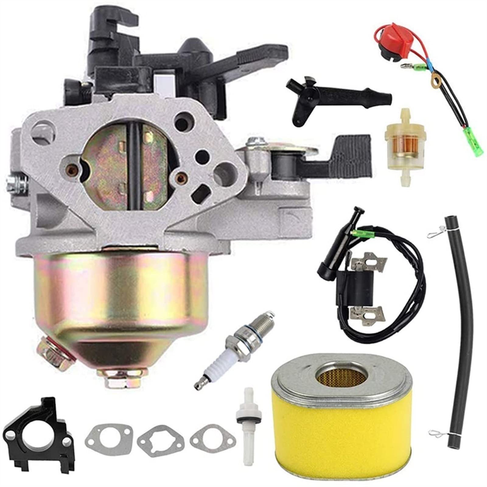 GX390 Vergaser mit Zündspule Luftfilter-Set, kompatibel mit GX340 GX360 11HP 13HP ersetzt # 16100-ZF6-V01(HDWP0105(2)) von PTKPLGMFVF