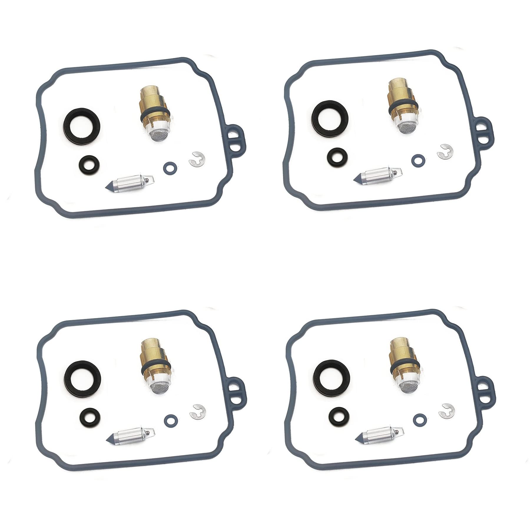 Vergaser-Reparatursatz, Schwimmernadel-Ventilsitz, kompatibel mit XVS400 Drag Star 1996–2008 XVS400C XVS 400 C 400C (4 Sets) von PTKPLGMFVF
