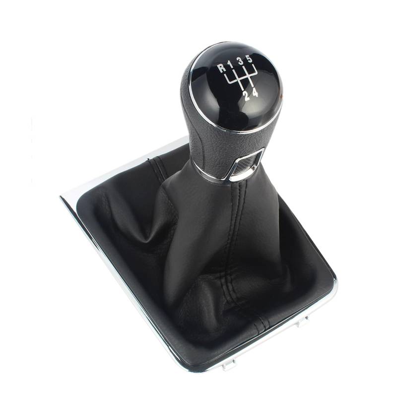 Schaltknauf Knauf Für VW Für Passat B7 2011 2012 2013 2014 2015 5-Gang-Auto-Shift-Schaltknauf Abgedeckt Echtes PU-Leder Mit Chrom-Zugang Auto Schaltknauf (Color : Gear Shift Boot) von PTLYE