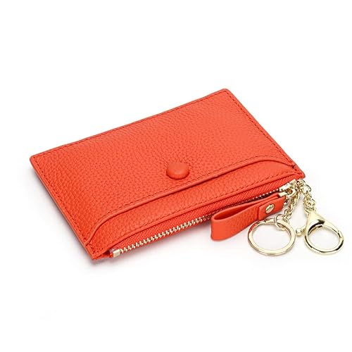 Schlüsseletui für Damen Herren,Tragbar Universal Autoschlüssel Hülle Schlüsselmäppchen Schlüsseletui mit Münzfach und Schlüsselring Leder Schlüsseltasche Fernbedienung Wallet Tasche,Orange von PTNKUIIY