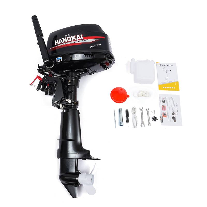 PUDLOR Außenborder Bootsmotor, 6 PS 2-Takt-Außenbordmotor 102CC CDI Benzinmotor Marine-Wasserkühlung, für Gummiboote Schlauchboote Fischerboote Segelboote Yachten Außenbordunterstützung von PUDLOR