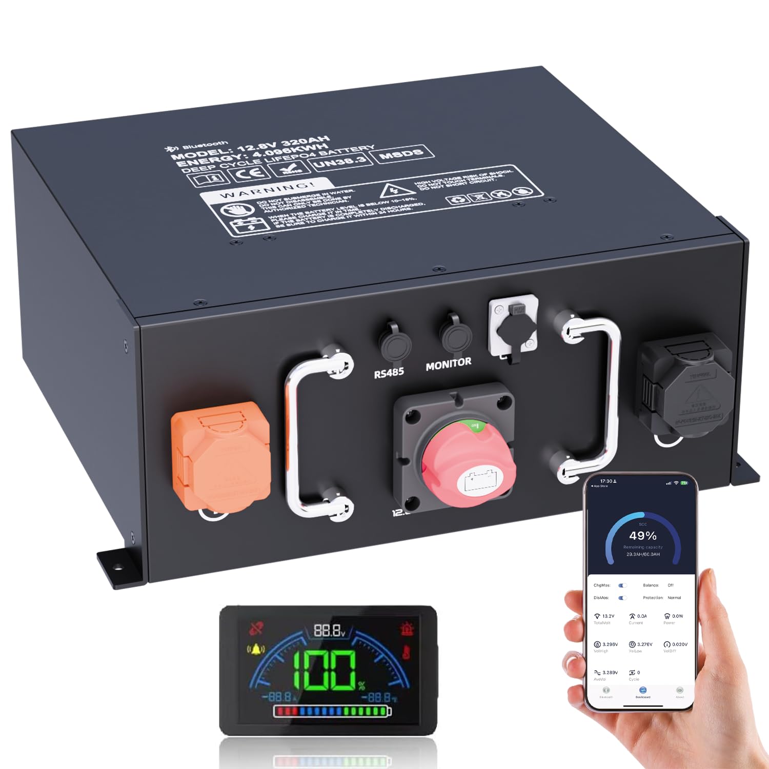 12V 320Ah RV LiFePO4 Lithium Battery, Bluetooth Lithium Battery, 250A BMS, up to 15000 Cycles, Max.4096Wh Energy with Low Temp Cut off, Perfect for RV. with APP Monitoring& LCD Display 12V 320Ah RV LiFePO4 Lithium Battery, Bluetooth Lithium Battery, 250A BMS, up to 15000 Cycles, Max.4096Wh Energy with Low Temp Cut off, Perfect for RV. with APP Monitoring& LCD Display von PUPVWMHB