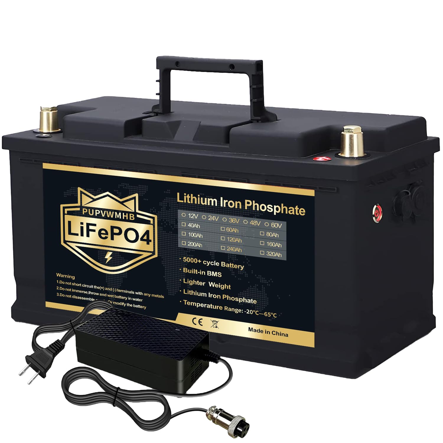 PUPVWMHB LifePO4 Batterie 12V 100Ah 1280Wh LiFePO4 Akku Lithiumbatterie mit BMS 100A, 4000~15000 Lebenszyklen Deep Cycle Akku Wiederaufladbar für Wohnmobile Camper Wohnwagen Boot Solaranlage PUPVWMHB LifePO4 Batterie 12V 100Ah 1280Wh LiFePO4 Akku Lithiumbatterie mit BMS 100A, 4000~15000 Lebenszyklen Deep Cycle Akku Wiederaufladbar für Wohnmobile Camper Wohnwagen Boot Solaranlage von PUPVWMHB